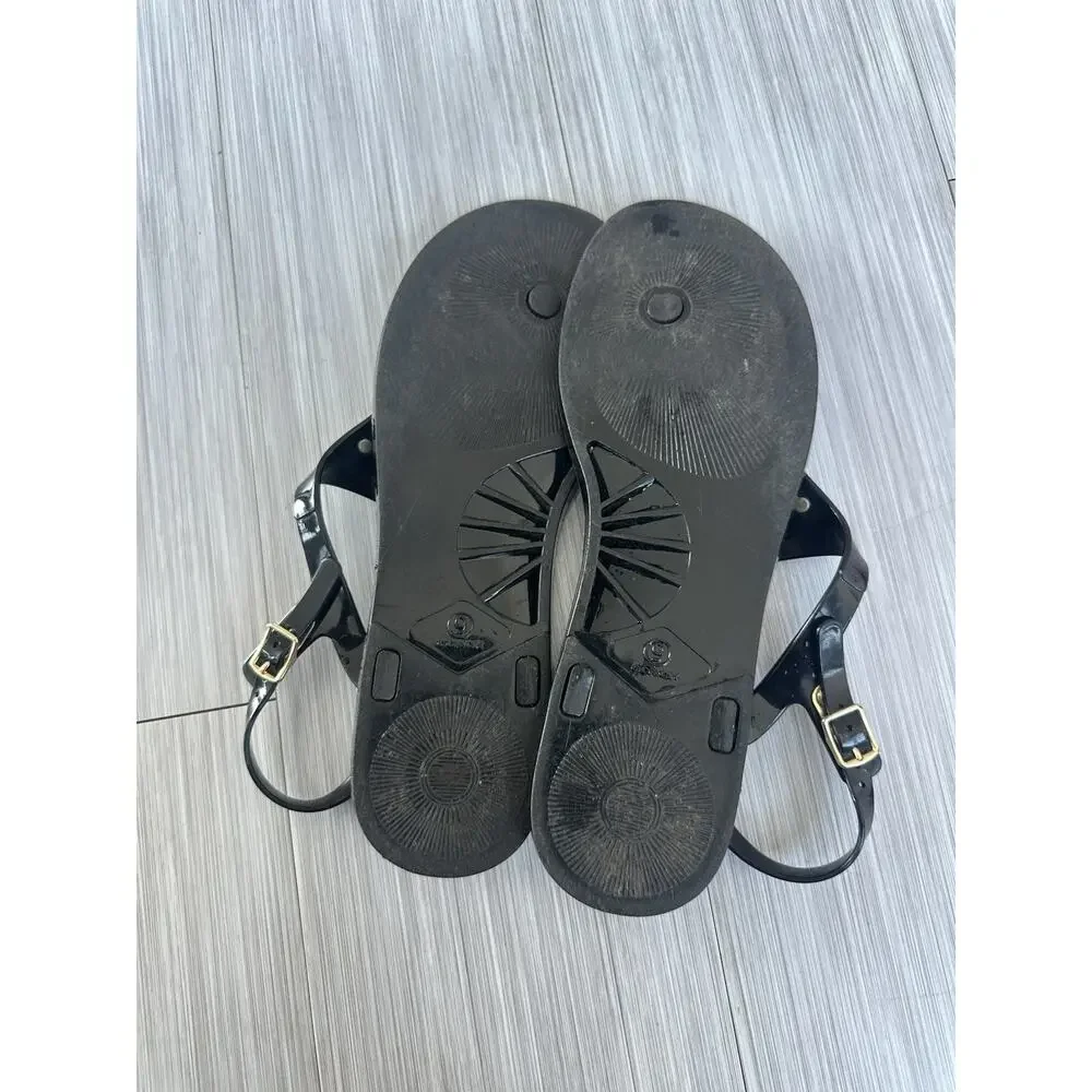 Coach Women’s Black Nicolle Jelly Sandals Ankle Strap Buckle US 9